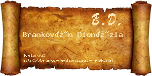 Brankován Dionízia névjegykártya